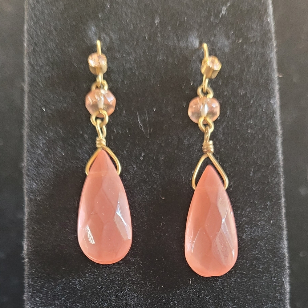 Pink Chalcedony Gold Plated Gemstone Earrings